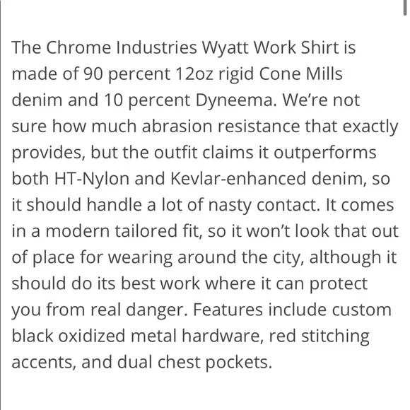 Chrome Industries Dyneema Wyatt Shirt Made in USA - Picture 3 of 13